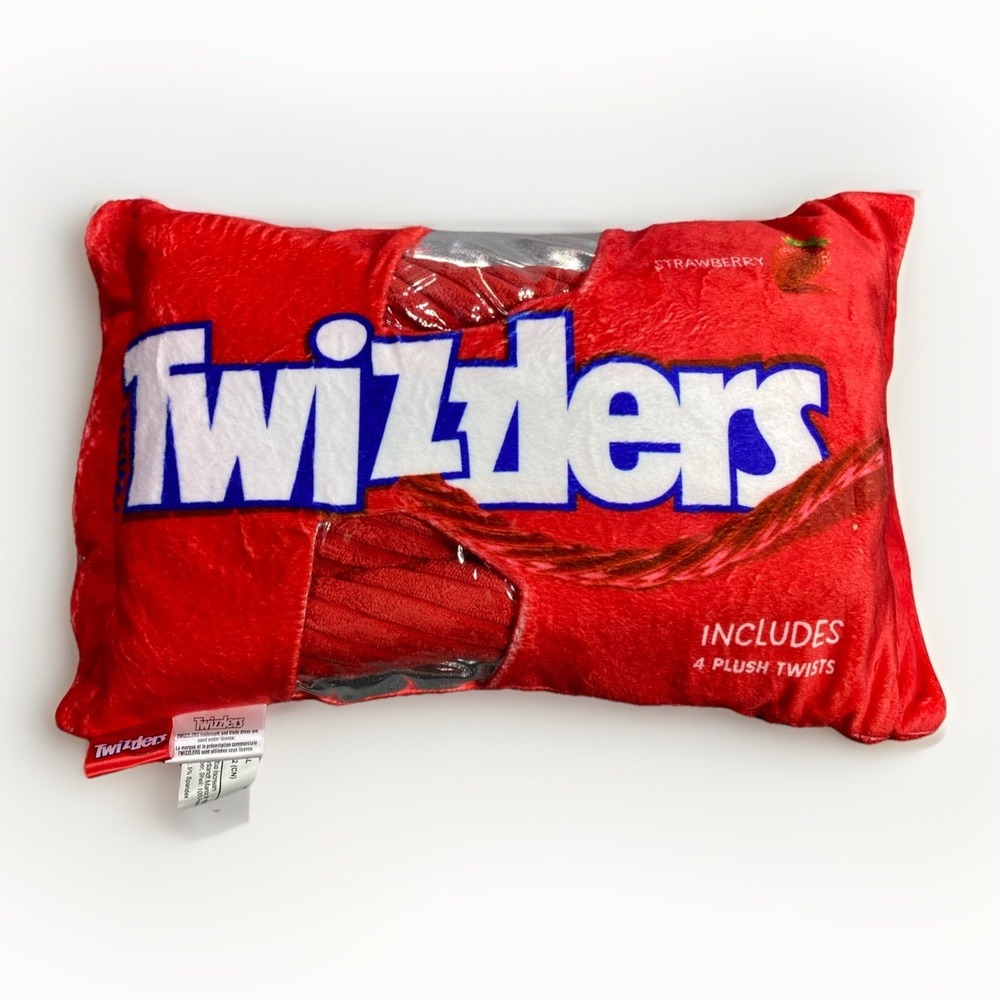 Twizzlers Plush‎ Pillow Candy Toy 13" Decor Strawberry 4 Twists Nostalgia NEW